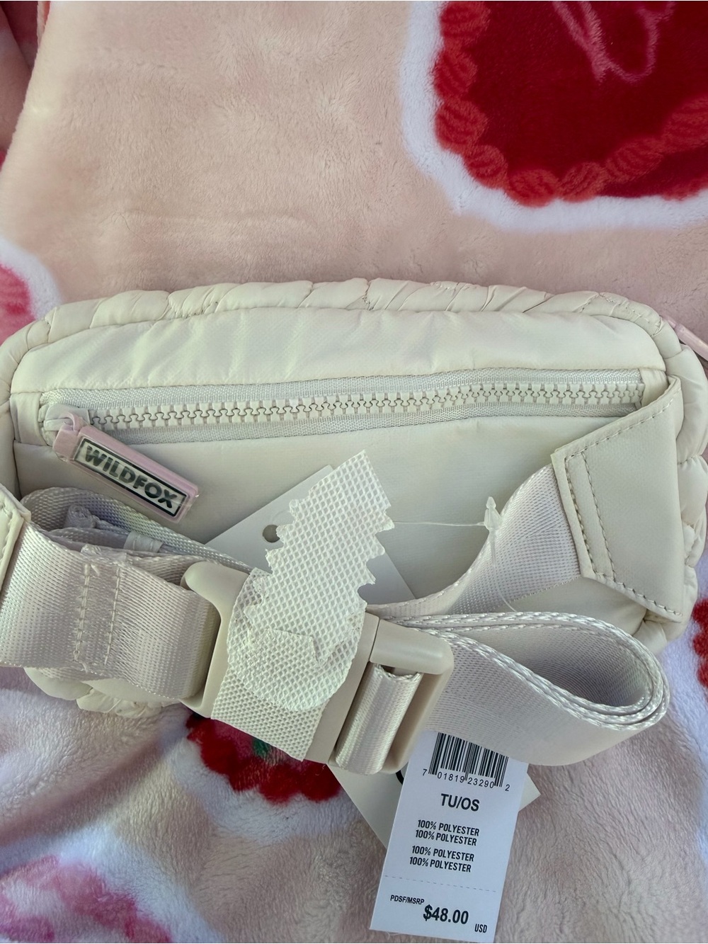 WILDFOX Padded Floral Quilted Crossbody Bag — White NWT - Picture 3 of 7